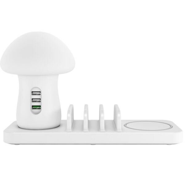 HQ-UD12 Universal 4 in 1 40W QC3.0 3 USB Ports + Wireless Charger Mobile Phone Charging Station with Mushroom Shape LED Light, Length: 1.2m, EU Plug - Image 2