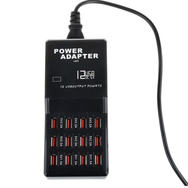 W-858 12A 12 Ports USB Fast Charging Dock Desktop Smart Charger AC100-240V, US Plug, US Plug - Image 4