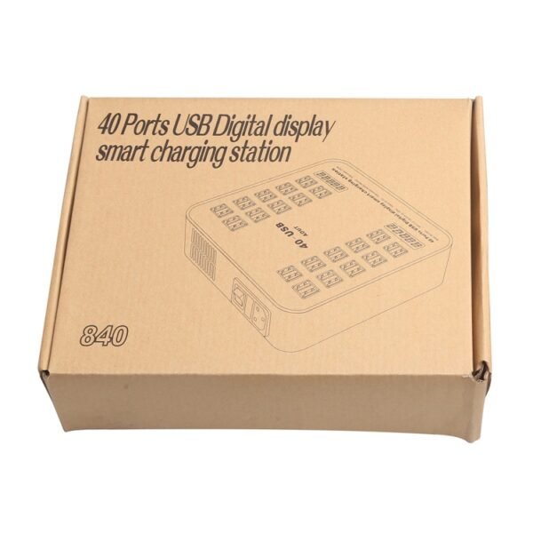 WLX-840 200W 40 Ports USB Digital Display Smart Charging Station AC100-240V, US Plug (Black+Orange), US Plug - Image 4