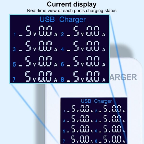 A8 50W 8 Ports USB + QC3.0 Smart Charging Station with Digital Display AC100-240V, AU Plug - Image 4