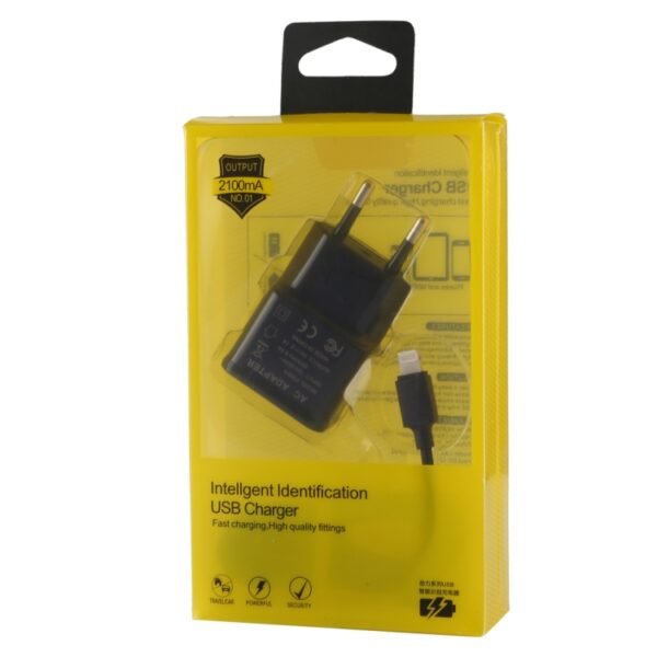For iPhone 5V 2.1A Intellgent Identification USB Charger with 1m USB to 8 Pin Charging Cable, EU Plug - Image 8