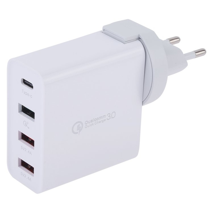 A3P 3A Max Output USB-C / Type-C + QC3.0 + Dual USB 4 Ports Wall Travel Charger, EU Plug