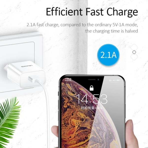 USAMS US-CC075 T18 2.1A Single USB Travel Charger, EU Plug, EU Plug - Image 11