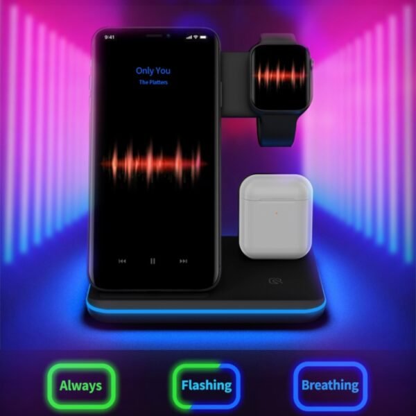 Z5 QI Vertical Magnetic Wireless Charger for Mobile Phones & Apple Watches & AirPods / Xiaomi Redmi AirDots, with Touch Ring Light, Z5 - Image 16