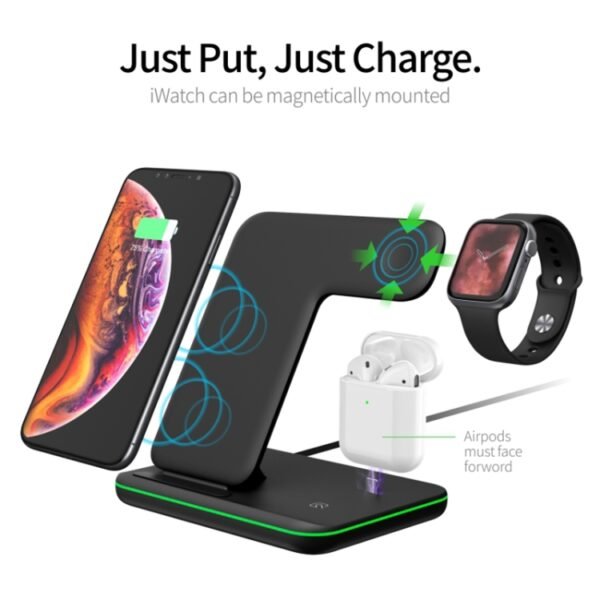 Z5 QI Vertical Magnetic Wireless Charger for Mobile Phones & Apple Watches & AirPods / Xiaomi Redmi AirDots, with Touch Ring Light, Z5 - Image 8