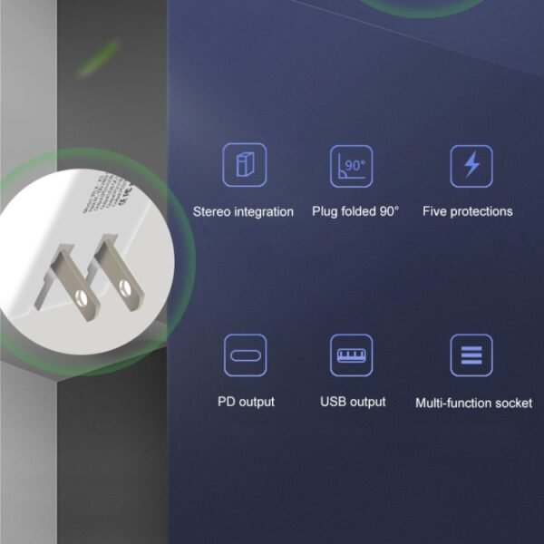 WLX-X3 36W 90 Degrees Foldable Pin Portable Multi-function USB Charger, US Plug - Image 11