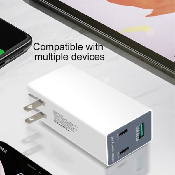 WLX-X3 36W 90 Degrees Foldable Pin Portable Multi-function USB Charger, US Plug - Image 16