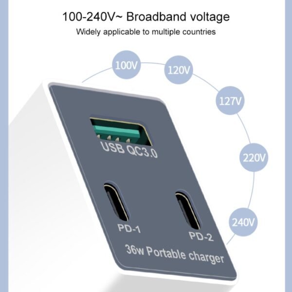 WLX-X3 36W 90 Degrees Foldable Pin Portable Multi-function USB Charger, US Plug - Image 6