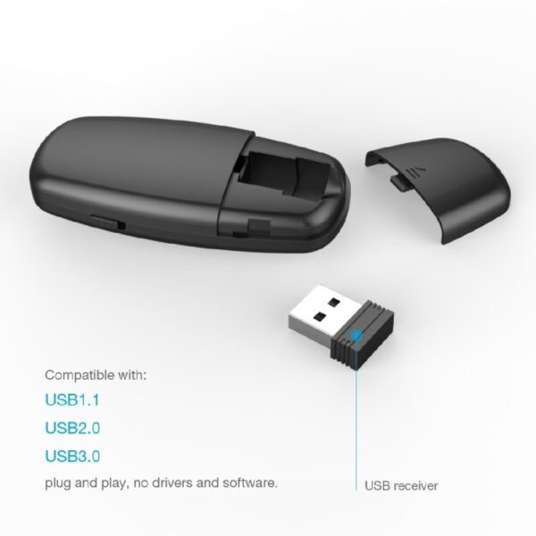 Doosl DSIT011 2.4GHz Mini Rechargeable PowerPoint Presentation Remote Control, Control Distance: 100m(Black) - Image 6