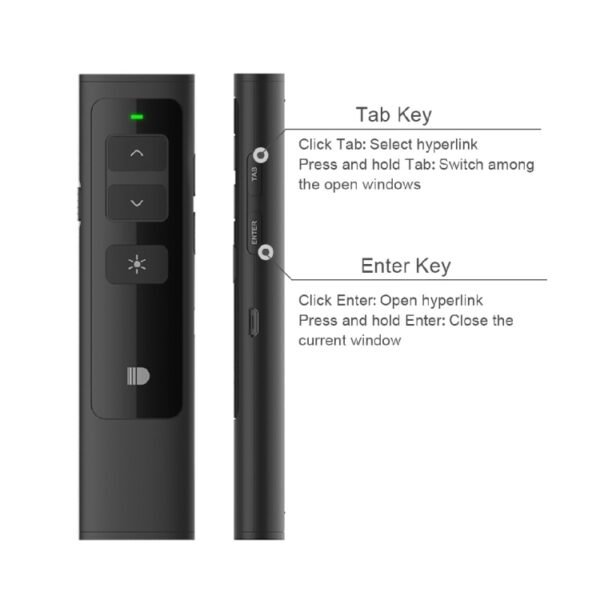 Doosl DSIT013 2.4GHz Rechargeable PowerPoint Presentation Remote Control Multi-functional Laser Pointer for PowerPoint / Keynote / Prezi, Control Distance: 100m(Black) - Image 6