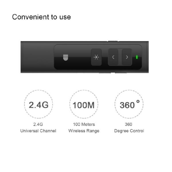 Doosl DSIT013 2.4GHz Rechargeable PowerPoint Presentation Remote Control Multi-functional Laser Pointer for PowerPoint / Keynote / Prezi, Control Distance: 100m(Black) - Image 7
