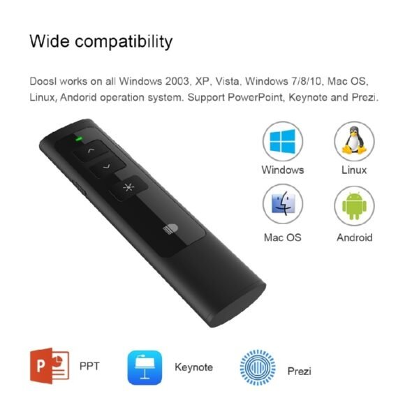 Doosl DSIT013 2.4GHz Rechargeable PowerPoint Presentation Remote Control Multi-functional Laser Pointer for PowerPoint / Keynote / Prezi, Control Distance: 100m(Black) - Image 9