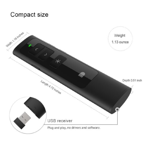 Doosl DSIT013 2.4GHz Rechargeable PowerPoint Presentation Remote Control Multi-functional Laser Pointer for PowerPoint / Keynote / Prezi, Control Distance: 100m(Black) - Image 10