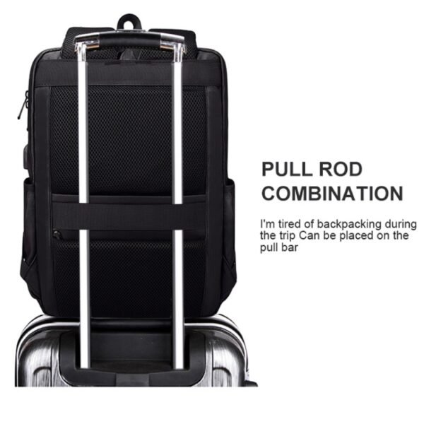 Polyester Waterproof Laptop Backpack for Below 15 inch Laptops, with USB Interface Trunk Trolley Strap - Image 8