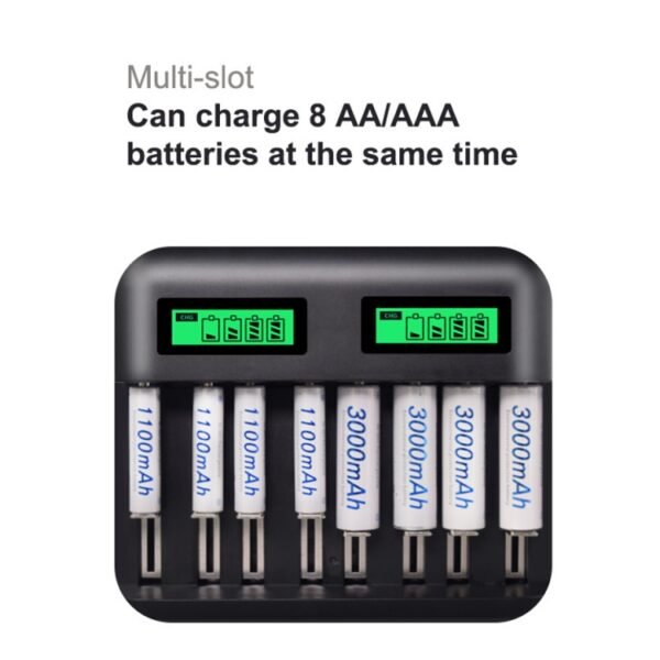 5V 2A USB 8 Slot Battery Charger for AA & AAA & C / D Battery, with LCD Display - Image 5