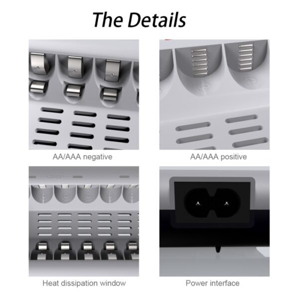 100-240V 8 Slot Battery Charger for AA & AAA Battery, US Plug - Image 6