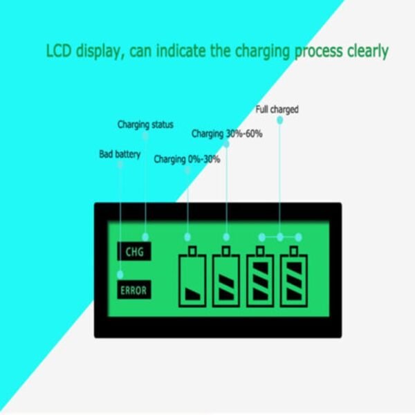 AC 100-240V 4 Slot Battery Charger for AA & AAA Battery, with LCD Display, US Plug - Image 15
