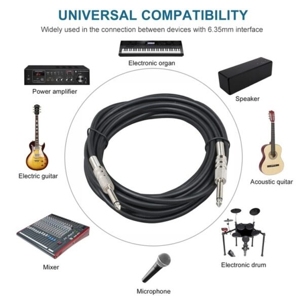3m  1/4 inch (6.35mm) Male to Male Shielded Jack Mono Plugs Audio Patch Cable - Image 4
