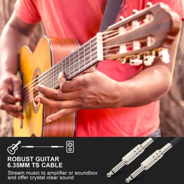 3m  1/4 inch (6.35mm) Male to Male Shielded Jack Mono Plugs Audio Patch Cable - Image 5
