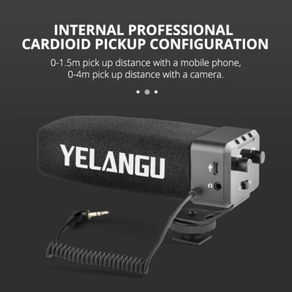 YELANG MIC09 Shotgun Gain Condenser Broadcast Microphone with Windshield for Canon / Nikon / Sony DSLR Cameras, Smartphones - Image 3