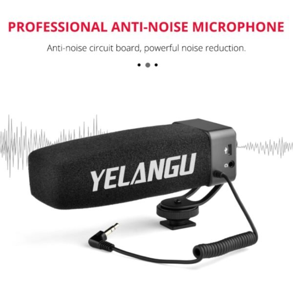 YELANG MIC09 Shotgun Gain Condenser Broadcast Microphone with Windshield for Canon / Nikon / Sony DSLR Cameras, Smartphones - Image 4