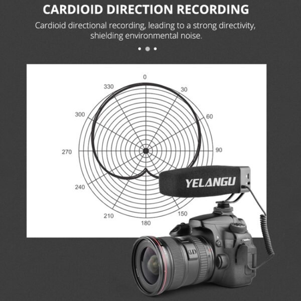 YELANG MIC09 Shotgun Gain Condenser Broadcast Microphone with Windshield for Canon / Nikon / Sony DSLR Cameras, Smartphones - Image 5