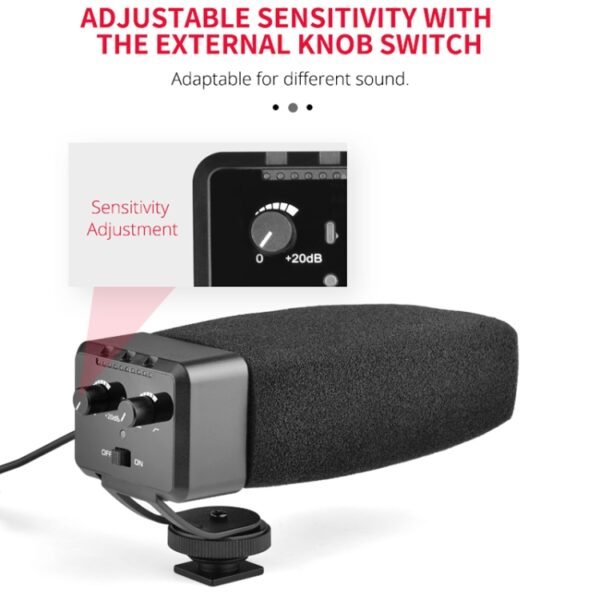 YELANG MIC09 Shotgun Gain Condenser Broadcast Microphone with Windshield for Canon / Nikon / Sony DSLR Cameras, Smartphones - Image 6