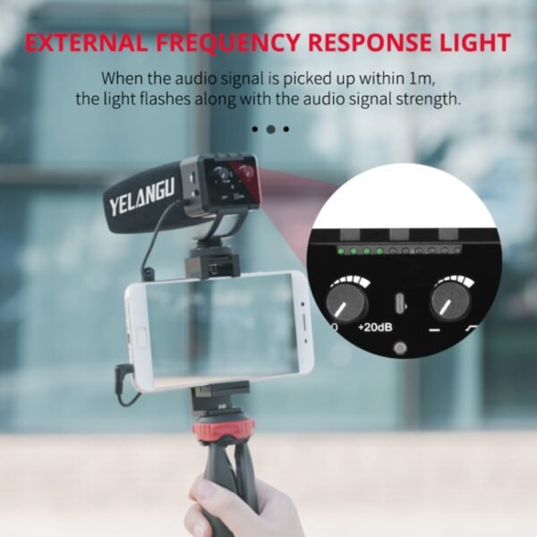 YELANG MIC09 Shotgun Gain Condenser Broadcast Microphone with Windshield for Canon / Nikon / Sony DSLR Cameras, Smartphones - Image 8