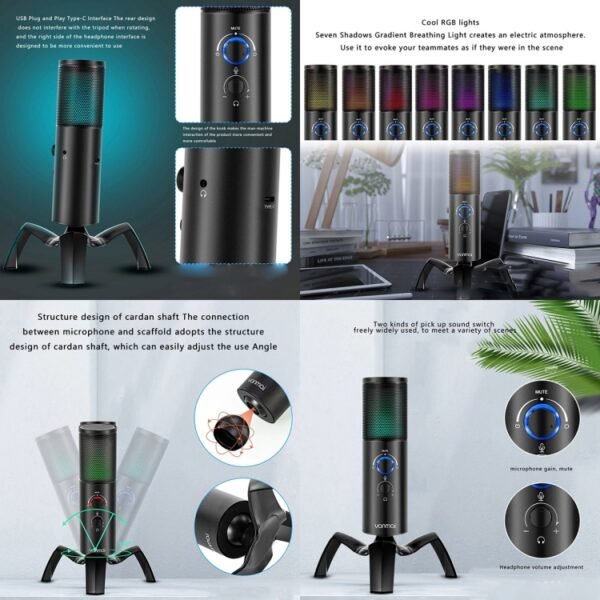 Yanmai Q18 USB Professional Computer Microphone Anchor Recording Karaoke Condenser Microphone - Image 5