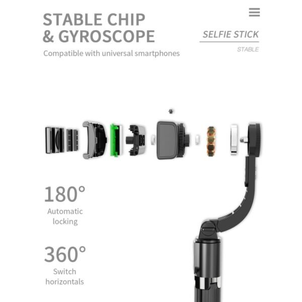L08 Adjustable Gimbal Stabilize Bluetooth Self-timer Pole Tripod Selfie Stick - Image 5