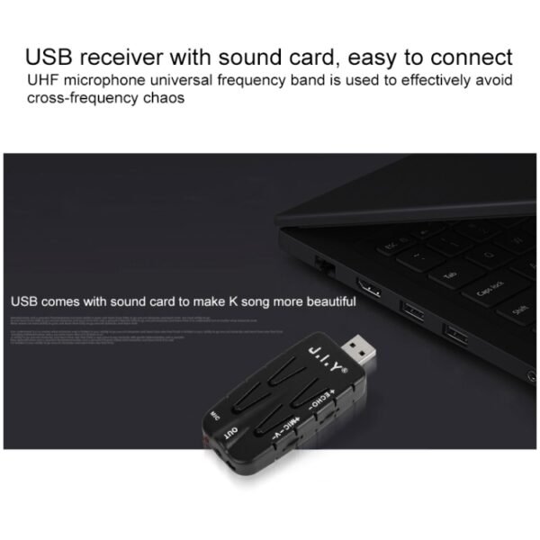 J.I.Y K Song Wireless Microphones for TV PC with Audio Card USB Receiver, Black - Image 5