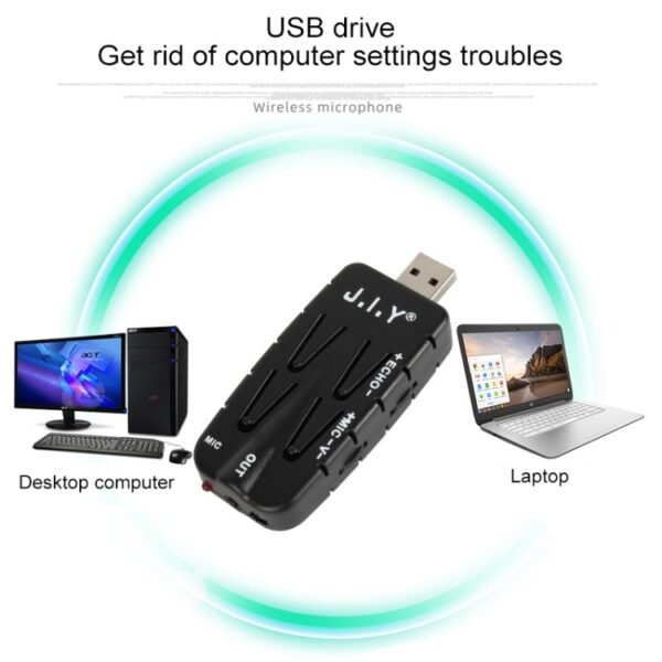 J.I.Y K Song Wireless Microphones for TV PC with Audio Card USB Receiver, Black - Image 7