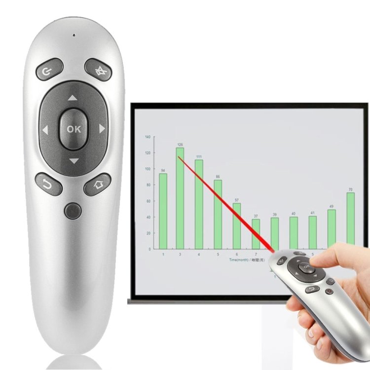 PR-07 2.4G Multifunctional 6-axis Gyro PC Wireless Presenter Remote Control PPT Presentation Air Mouse , Support Windows XP /  Vista / Win7 / Win8 / Android 4.0 and Above Version , Effective Distance: 15m, PR-07