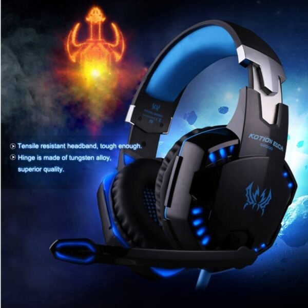 KOTION EACH G2000 Over-ear Game Gaming Headphone Headset Earphone Headband with Mic Stereo Bass LED Light for PC Gamer,Cable Length: About 2.2m(White + Red), G2000 - Image 10