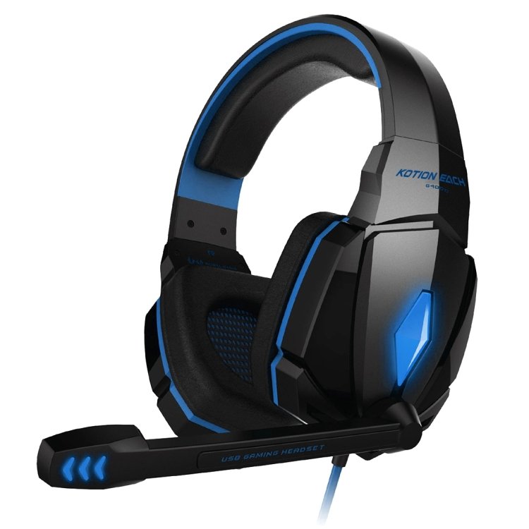 KOTION EACH G4000 Stereo Gaming Headphone Headset Headband with Mic Volume Control LED Light for PC Gamer,Cable Length: About 2.2m(White + Red), PC0105L, PC0105R, PC0105W