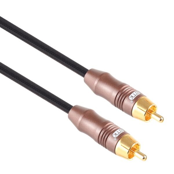 EMK 8mm RCA Male to 6mm RCA Male Gold-plated Plug Cotton Braided Audio Coaxial Cable for Speaker Amplifier Mixer, Length: 2m - Image 3