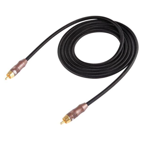 EMK 8mm RCA Male to 6mm RCA Male Gold-plated Plug Cotton Braided Audio Coaxial Cable for Speaker Amplifier Mixer, Length: 2m - Image 4