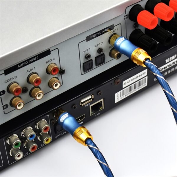 EMK 8mm RCA Male to 6mm RCA Male Gold-plated Plug Cotton Braided Audio Coaxial Cable for Speaker Amplifier Mixer, Length: 2m - Image 7