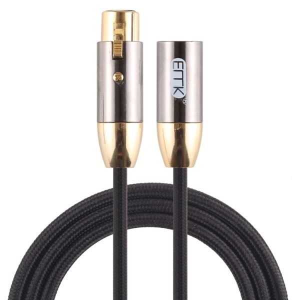 EMK XLR Male to Female Gold-plated Plug Cotton Braided Cannon Audio Cable for XLR Jack Devices, Length: 1m - Image 2