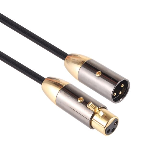 EMK XLR Male to Female Gold-plated Plug Cotton Braided Cannon Audio Cable for XLR Jack Devices, Length: 1m - Image 3