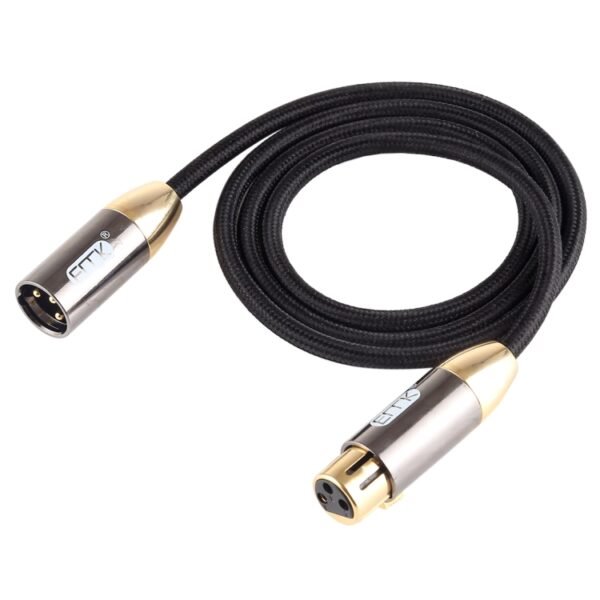 EMK XLR Male to Female Gold-plated Plug Cotton Braided Cannon Audio Cable for XLR Jack Devices, Length: 1m - Image 4