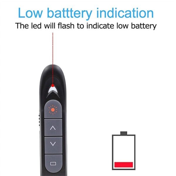 XM930 2.4GHz Wireless Laser PowerPoint Page Turning Pen Multimedia Wireless Presentation Projection Pen with USB Receiver, Support Low Battery Remind, Remote Control Distance: 100m, 100m White, 100m Black - Image 5