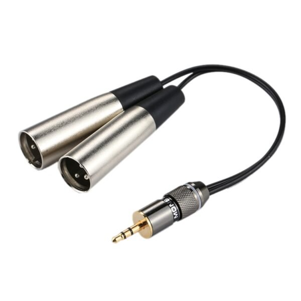 Metal Head 3.5mm Male to Aluminum Shell 2 x 3 Pin XLR CANNON Male Audio Connector Adapter Cable, Total Length: about 25cm - Image 2
