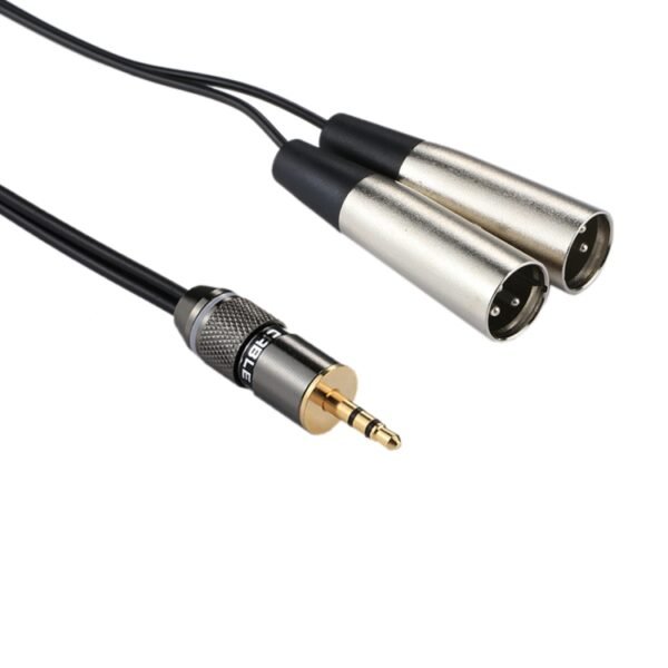 Metal Head 3.5mm Male to Aluminum Shell 2 x 3 Pin XLR CANNON Male Audio Connector Adapter Cable, Total Length: about 25cm - Image 3