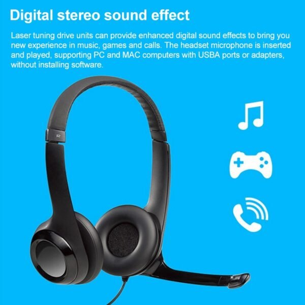 Logitech H390 USB Wired Headset Stereo Headphones with Noise-Cancelling Microphone - Image 6