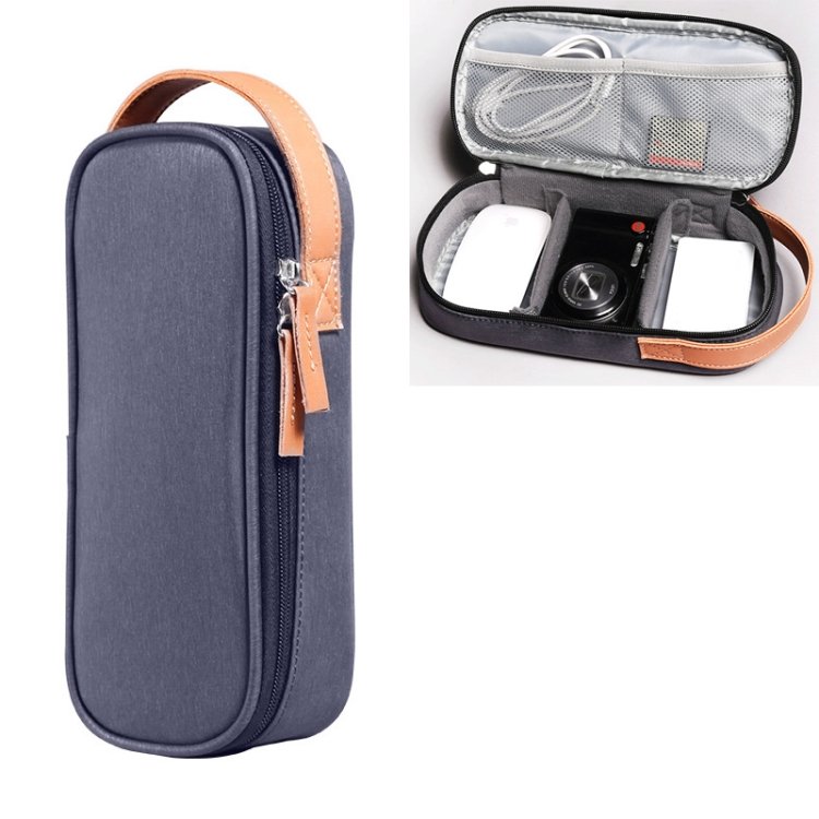 Multi-function Headphone Charger Data Cable Storage Bag, Ultra Fiber Portable Power Pack, Size: M, 16.5x6x23.5cm（Gray）, M