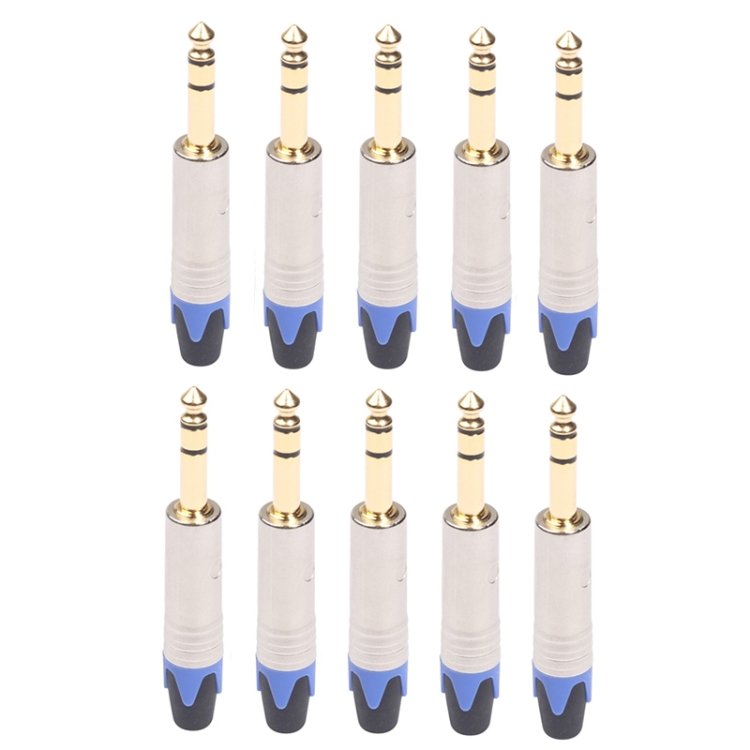 10 PCS TC203N 6.35mm Gold-plated Audio Stereo Connector Welding Plug