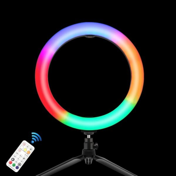 PULUZ 10.2 inch 26cm Marquee LED RGBWW Selfie Beauty Light + Desktop Tripod Mount 168 LED Dual-color Temperature Dimmable Ring Vlogging Photography Video Lights with Cold Shoe Tripod Ball Head & Remote Control & Phone Clamp, 10.2 inch RGBWW+Desktop Mount - Image 7