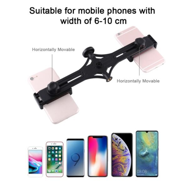 PULUZ Live Broadcast Dual Phone Brackets Horizontal Holder for iPhone, Galaxy, Huawei, Xiaomi, Sony and Other Smart Phones, Dual Phone Bracket - Image 3