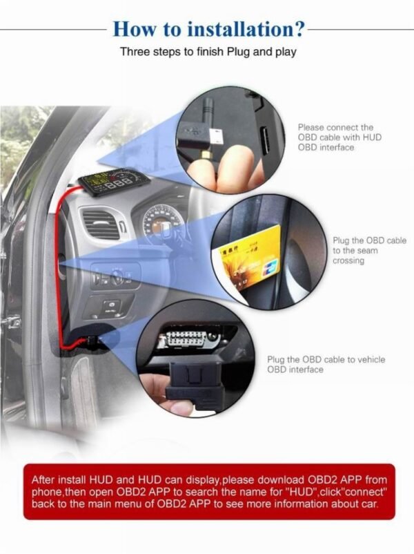 X3 Bluetooth 5.5 inch Car OBDII / EUOBD HUD Vehicle-mounted Head Up Display Security System, Support Speed & Fuel Consumption, Overspeed Alarm, Water Temperature, etc, X3 5.5 inch - Image 11